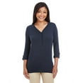 thumbnail image 1 of DP186W Devon & Jones Ladies' Perfect Fit Y-Placket Sleeve Knit Top Navy M, 1 of 3