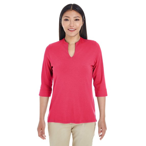 Devon & Jones DP188W Ladies Perfect Fit Tailored Open Neckline Top - Red - 3XL
