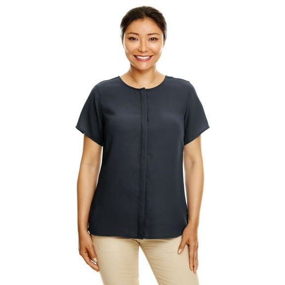 Devon & Jones DP612W Perfect Fit Short Sleeve Crepe Blouse - Black - X-Small