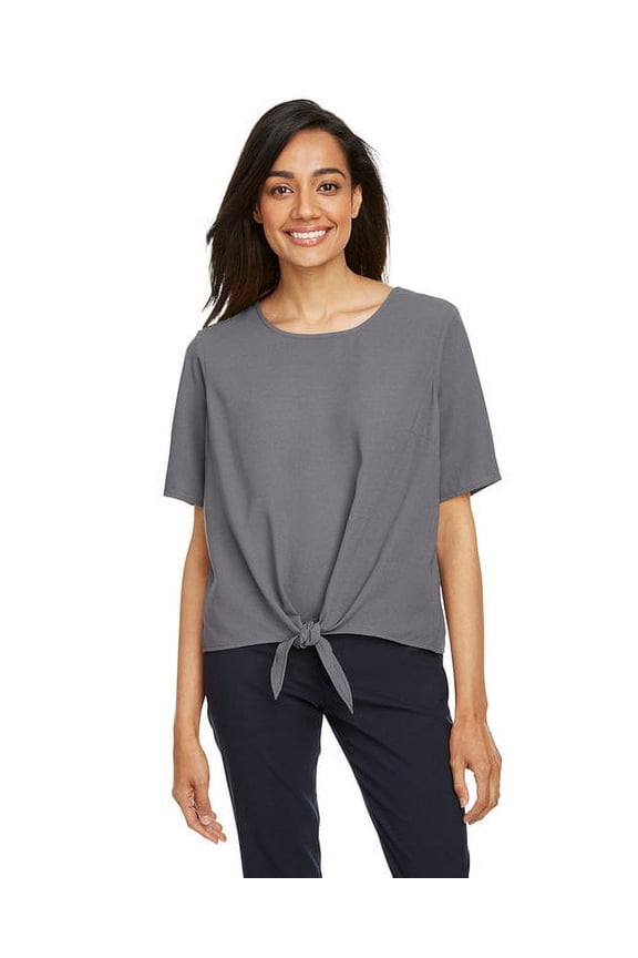 Dp617W Ladies' Perfect Fit Tie-Front Blouse, DP617W ,GRAPHITE ,M