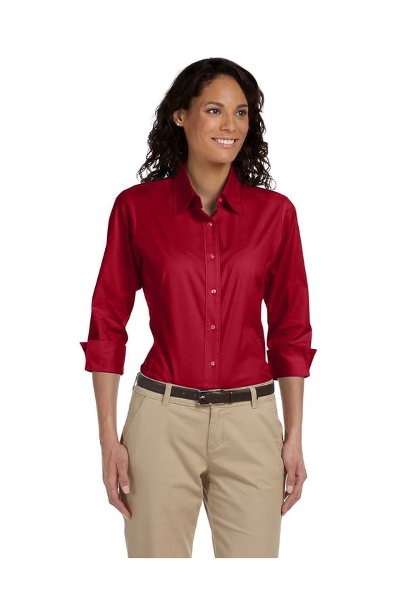 DP625W Ladies' Perfect Fitâ„¢ Three-Quarter Sleeve Stretch Poplin Blouse (2 PACK)