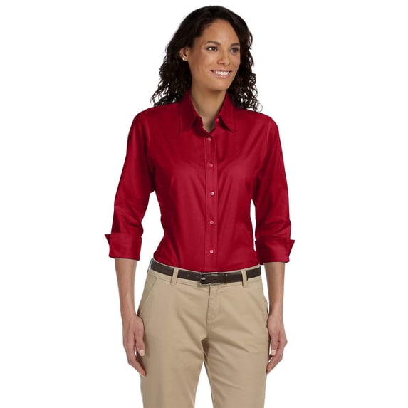 Devon & Jones DP625W Ladies' Perfect Fit Three-Quarter Sleeve Stretch Poplin Blouse (2 PACK)