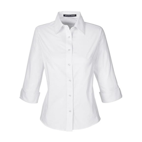 Devon & Jones DP625W Ladies' Perfect Fit™ Three-Quarter Sleeve Stretch Poplin Blouse (2 PACK)