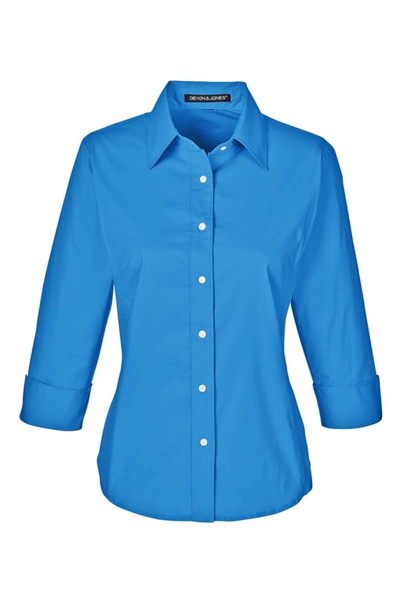 DP625W Ladies' Perfect Fitâ„¢ Three-Quarter Sleeve Stretch Poplin Blouse (2 PACK)
