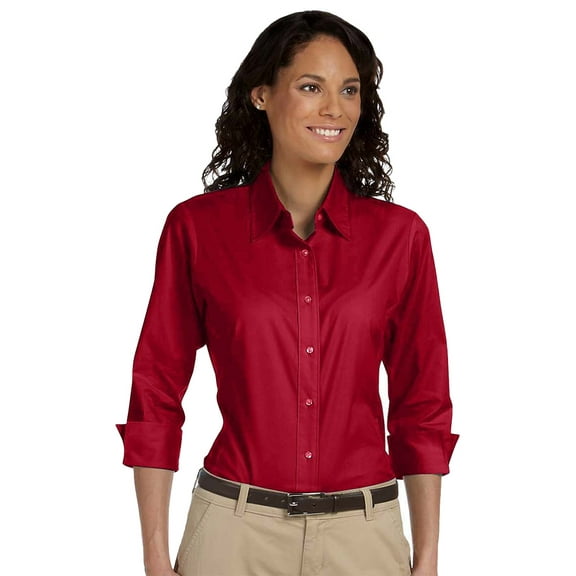 Devon & Jones DP625W Ladies Stretch Poplin Blouse - Red - Large