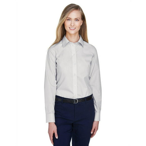 Devon & Jones D620W Women's Crown Collection Broadcloth Woven Dress Shirt-Silver-M