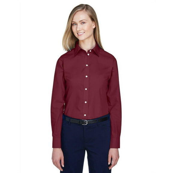 Devon & Jones D620W Women's Crown Collection Broadcloth Woven Dress Shirt-Burgundy-2XL