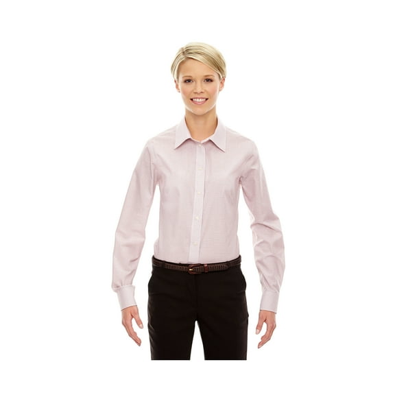 Devon & Jones Ladies Active Fit Tattersall Dress Shirt. DG510W, WHT/ RUST/ STONE, M