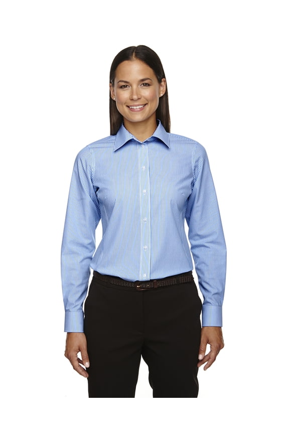 Ladies Crown Collection Banker Stripe Shirt, Style D645W