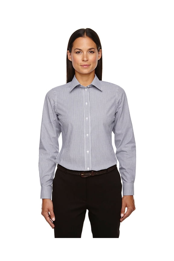 Ladies Crown Collection Banker Stripe Shirt, Style D645W