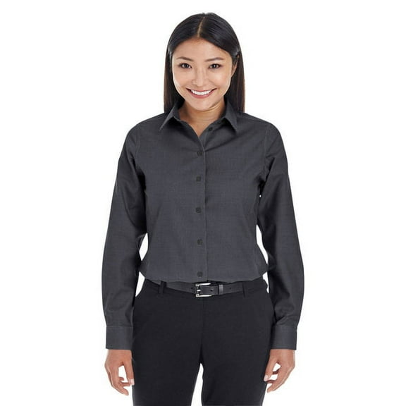 Devon & Jones DG532W Women's Crown Collection Royal Dobby Woven Dress Shirt-Black-2XL