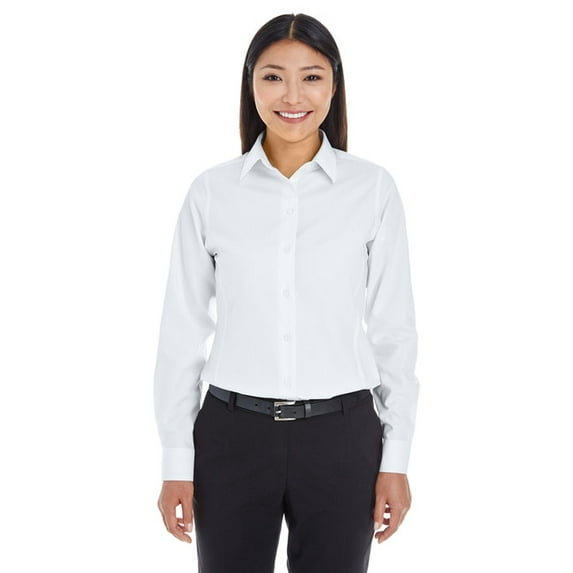 Devon & Jones DG532W Women's Crown Collection Royal Dobby Woven Dress Shirt-White-XL