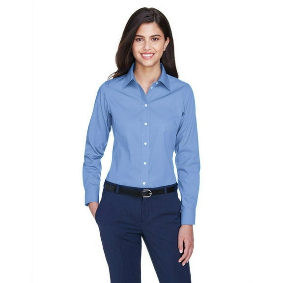 Devon & Jones D630W Women's Crown Collection Oxford Woven Dress Shirt-Light Blue-XL