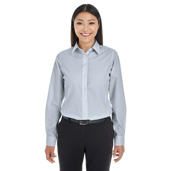 Devon & Jones Ladies' Crown Woven Collection™ Striped Shirt L NAVY/ WHITE