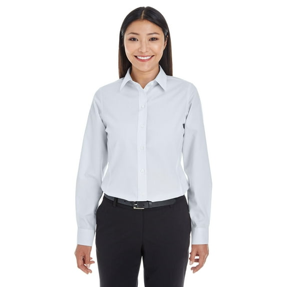Devon & Jones Ladies' Crown Woven Collection™ Striped Shirt XL SILVER/ WHITE