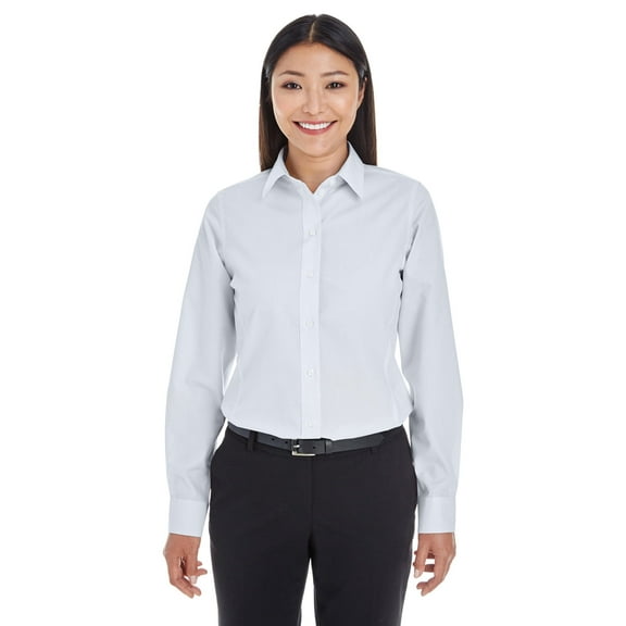 Devon & Jones Ladies' Crown Woven Collection™ Striped Shirt XS SILVER/ WHITE