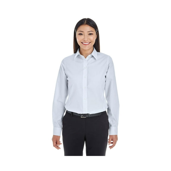 Devon & Jones Ladies' Crownlux Performance Micro Windowpane Shirt, DG534W ,NAVY/ WHITE, 3XL