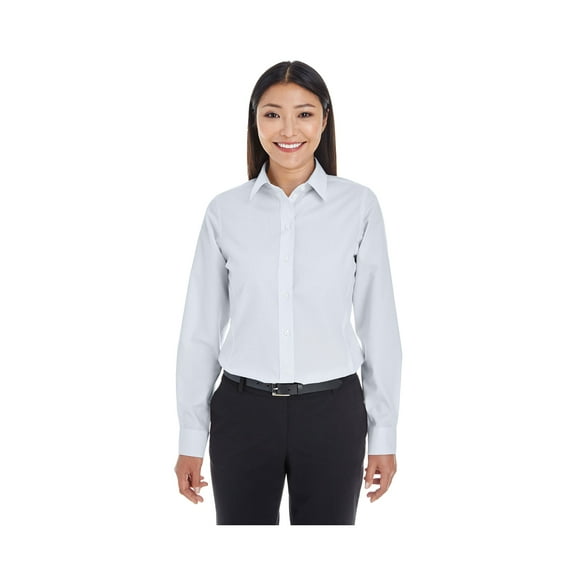 Devon & Jones Ladies' Crownlux Performance Micro Windowpane Shirt, DG534W ,SILVER/ WHITE, 2XL