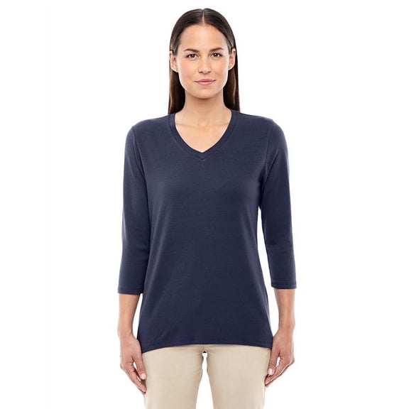 Devon & Jones Ladies' Perfect Fitâ„¢ Bracelet-Length V-Neck Top 3XL NAVY