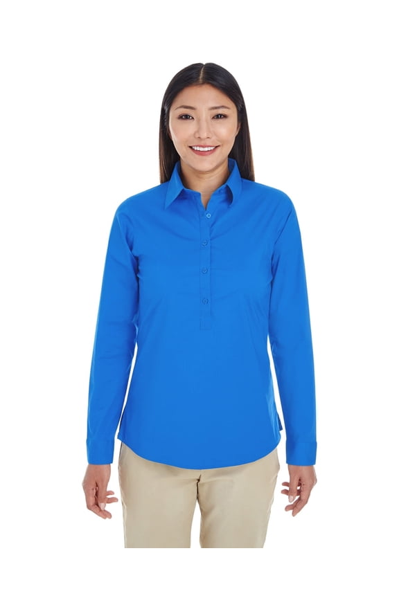 Ladies' Perfect Fit™ Half-Placket Tunic Top 2XL FRENCH BLUE