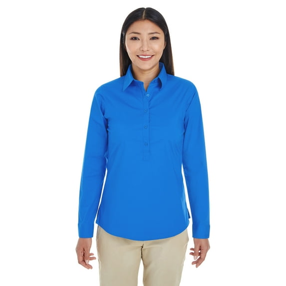 Devon & Jones Ladies' Perfect Fit™ Half-Placket Tunic Top XS FRENCH BLUE