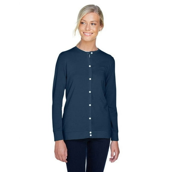 Devon & Jones Ladies' Perfect Fit Ribbon Cardigan-2XL (Navy)