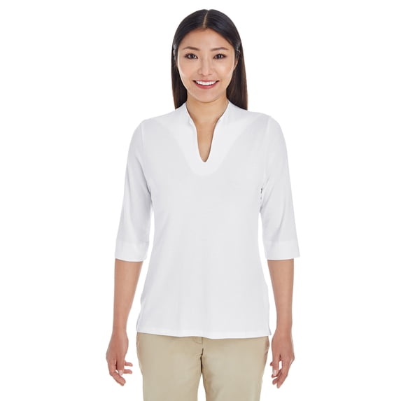 DJ LADS BLOUSE W/DRAPED NECK (WHITE S)