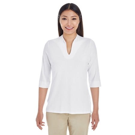 Devon & Jones Ladies' Perfect Fit™ Tailored Open Neckline Top L WHITE