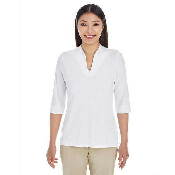 Devon & Jones Ladies' Perfect Fitâ„¢ Tailored Open Neckline Top L WHITE