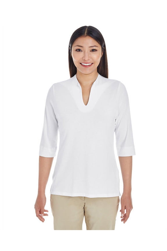 Ladies' Perfect Fit™ Tailored Open Neckline Top XS WHITE