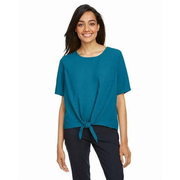 Devon & Jones Ladies' Perfect Fit™ Tie-Front Blouse - Dark Teal - Xl