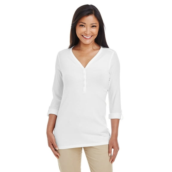 Devon & Jones Ladies' Perfect Fitâ„¢ Y-Placket Convertible Sleeve Knit Top - DP186W