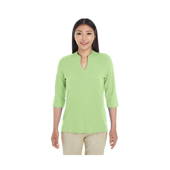 Devon & Jones Ladies' Perfect Fit Y-Placket Convertible Sleeve Knit Top, DP188W ,LIME, L