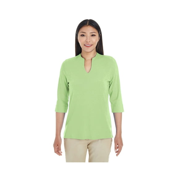 Devon & Jones Ladies' Perfect Fit Y-Placket Convertible Sleeve Knit Top, DP188W ,LIME, S