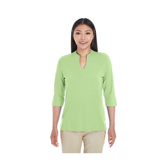 Devon & Jones Ladies' Perfect Fit Y-Placket Convertible Sleeve Knit Top, DP188W ,LIME, XS