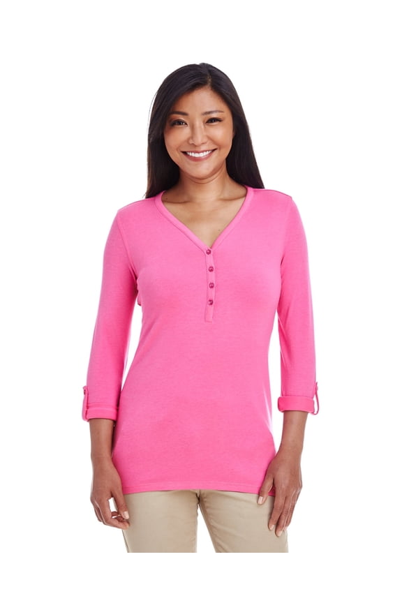 Ladies' Perfect Fit? Y-Placket Convertible Sleeve Knit Top