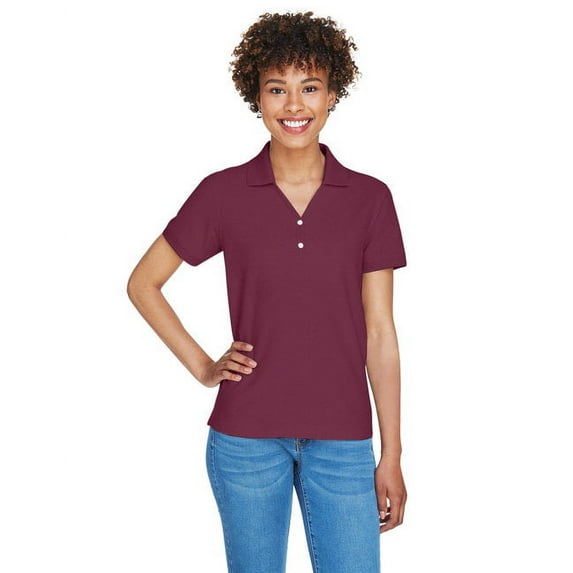 Devon & Jones Ladies' Pima Piqué Short-Sleeve Y-Collar Polo XL BURGUNDY