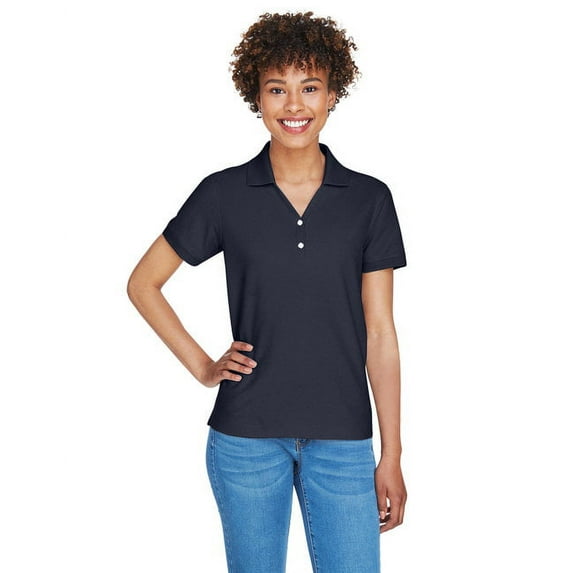 Devon & Jones Ladies' Pima Piqué Short-Sleeve Y-Collar Polo XS NAVY