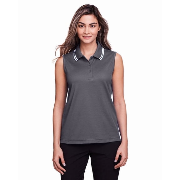 Devon & Jones Ladies' Sleeveless Polo XL Graphite/White