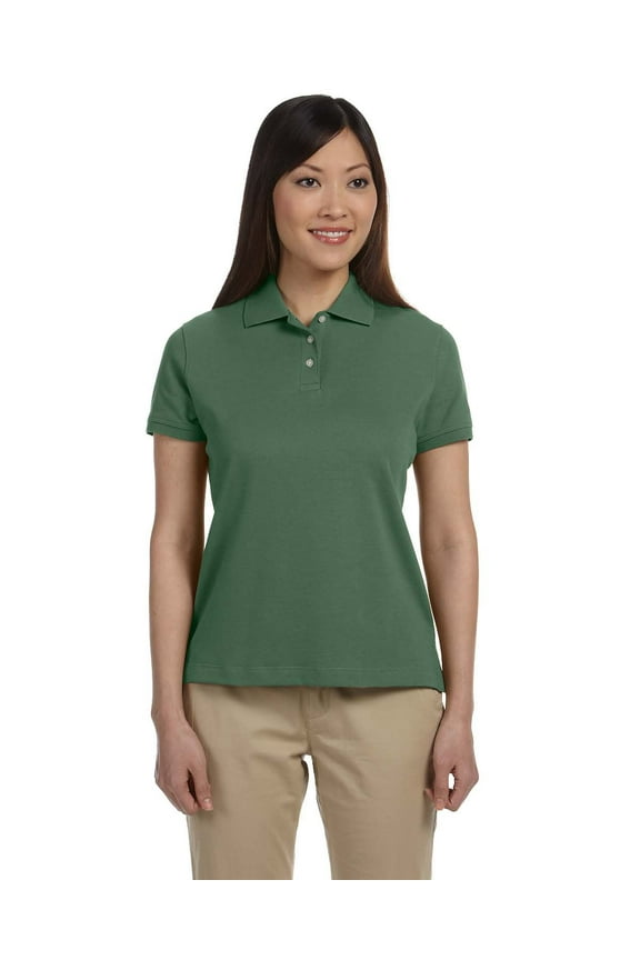 Ladies' Solid Perfect Pima Interlock Polo 2XL DILL