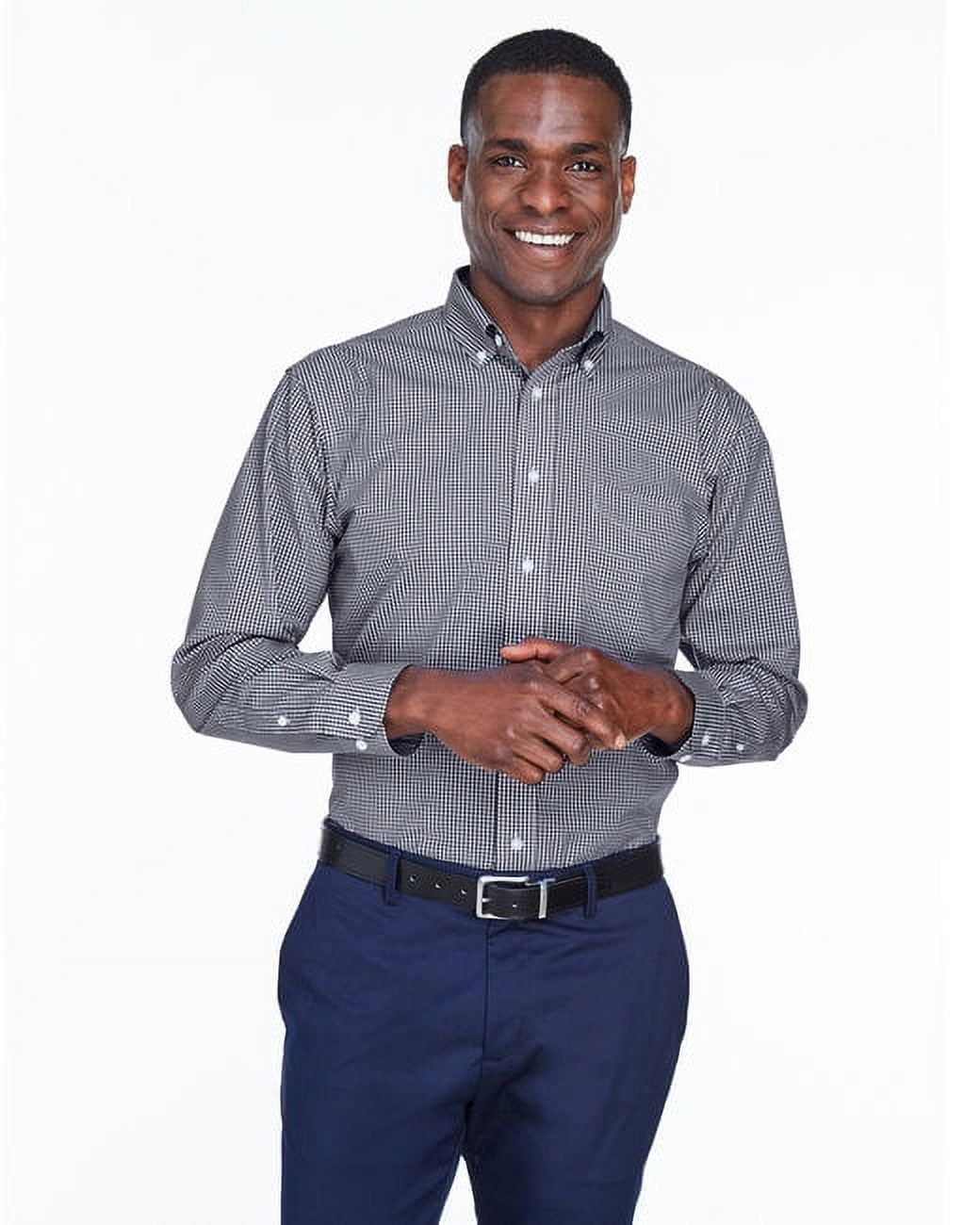 Devon & Jones D640 Men's Crown Collection Gingham Check Woven Dress ...