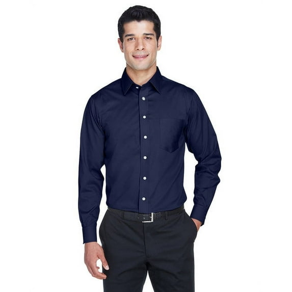 Devon & Jones DG530 Men's Crown Collection Solid Stretch Twill Woven Dress Shirt-Navy-XL