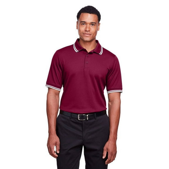 Devon & Jones Men's CrownLux Performance Plaited Tipped Polo XL Burgundy/White
