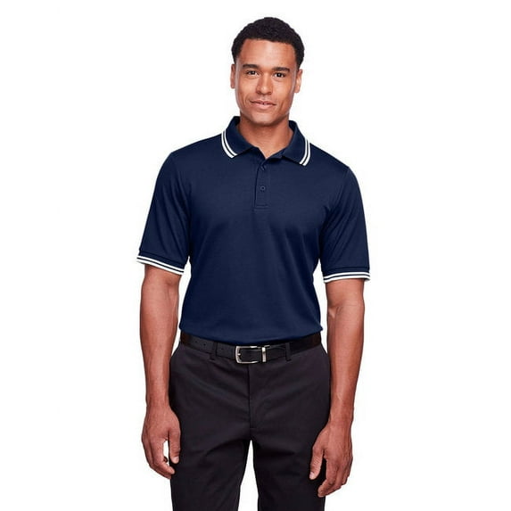 Devon & Jones DG20C Men's CrownLux Performance Plaited Tipped Polo-Navy/ White-XL