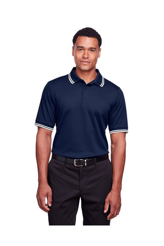 DG20C Men's CrownLux Performance Plaited Tipped Polo-Navy/ White-XL
