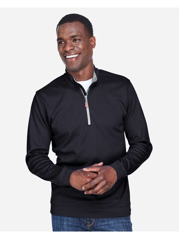 DG479 Men's DRYTEC20 Performance Quarter-Zip Pullover-Black/ Grey Heather/ Graphite-S