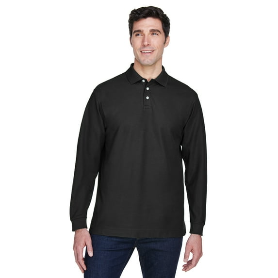 Devon & Jones Men's Pima Piqué Long-Sleeve Polo - D110