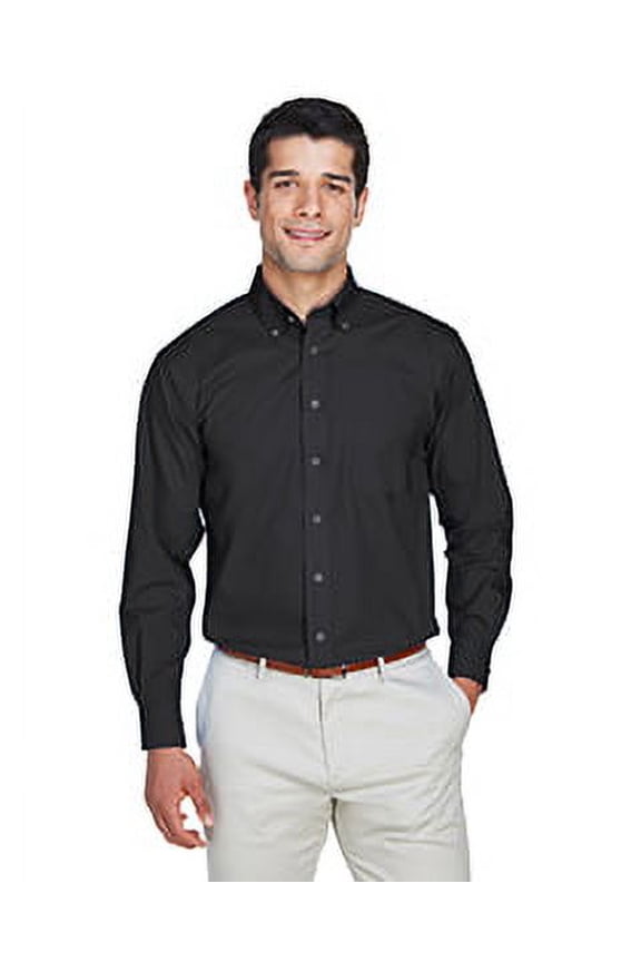 D620T Men's Crown Collection Tall Broadcloth Woven Dress Shirt-Black-XLT
