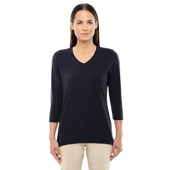 Devon & Jones Perfect Fit Bracelet Length V-Neck Top (DP184W) Black, 2XL