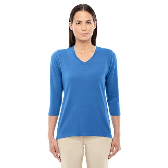 Devon & Jones Perfect Fit Bracelet Length V-Neck Top (DP184W) French Blue, XL